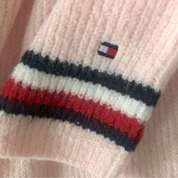 Pink Tommy Hilfiger Cardigan Long Hooded Knit Sweater Open Front Pullover Jacket - Picture 4 of 6